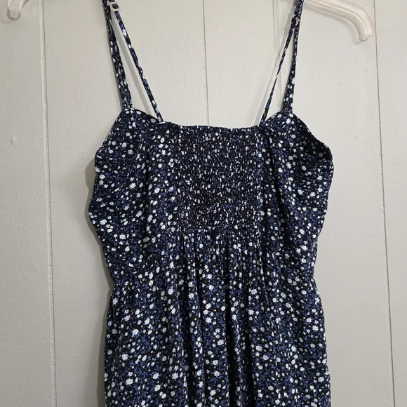 Garage Navy Blue And White Floral Cocktail Party Vacation Mini Dress Size S - Picture 6 of 10